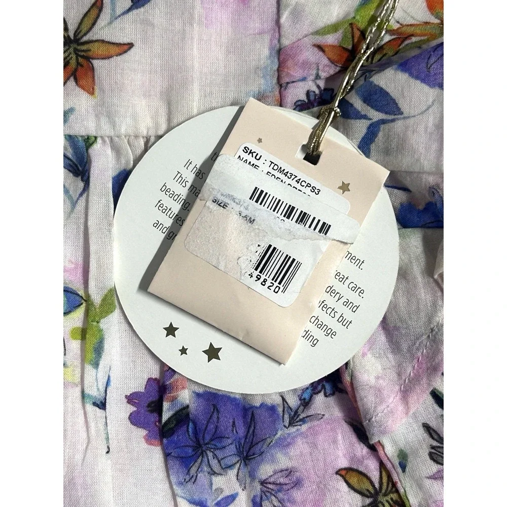 Tutu Du Monde Eden Dress Girls 3-6 Months Watercolor Summer Floral Lined Ruffled